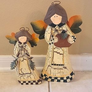 Set of 2 Fall "Angels" Farmhouse Rustic Autumn